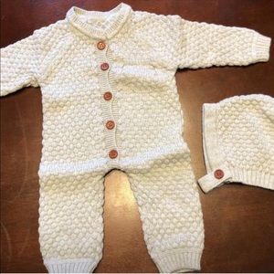 0-6 romper & bonnet Coming Home outfit Neutral
